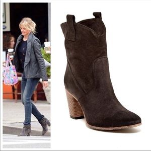 ALBERTO FERMANI Slouchy Western Suede Pull On Ankle Boots Heeled Celeb Fav 37